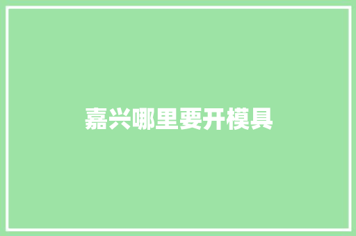 嘉兴哪里要开模具 论文