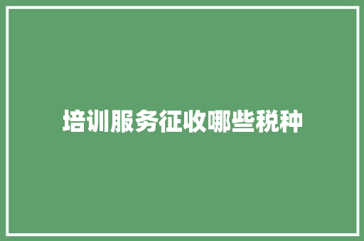培训服务征收哪些税种 条剧书信