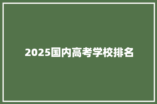 2025国内高考学校排名 管理论文