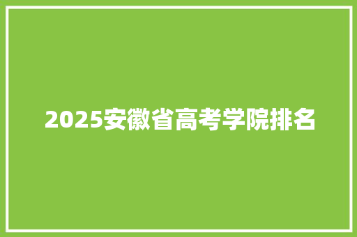 2025安徽省高考学院排名 个人写作