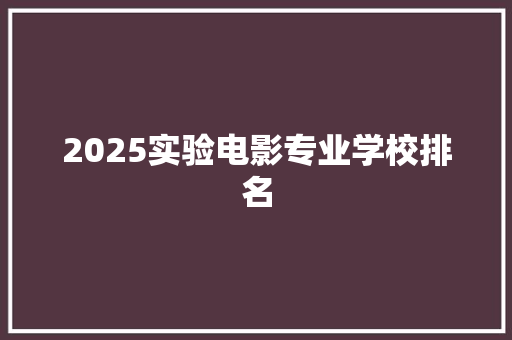 2025实验电影专业学校排名 保证书