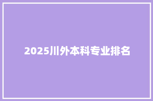 2025川外本科专业排名 计算机论文
