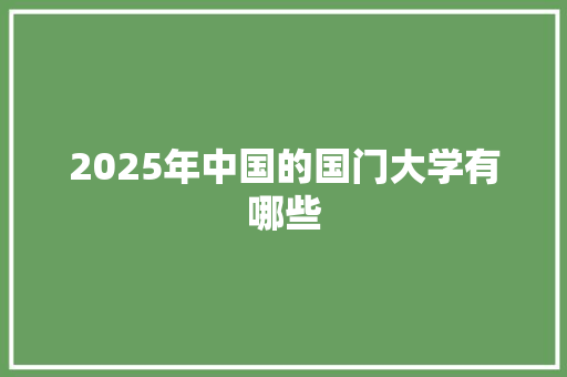 2025年中国的国门大学有哪些 个人写作