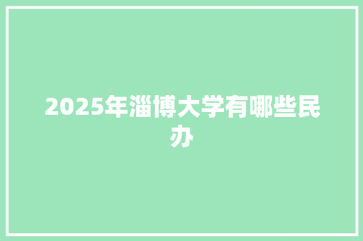 2025年淄博大学有哪些民办 承诺书