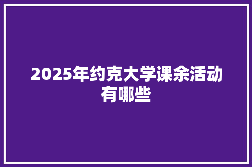2025年约克大学课余活动有哪些 计算机论文