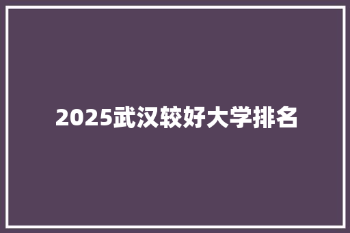 2025武汉较好大学排名 简历