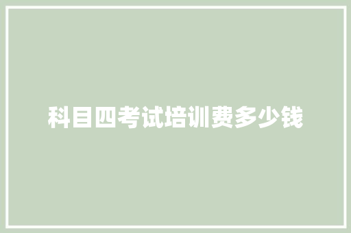 科目四考试培训费多少钱 管理论文