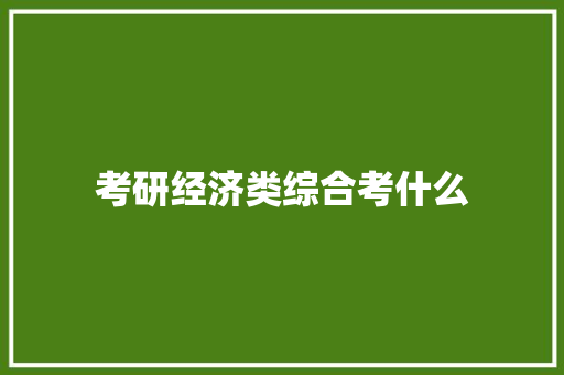 考研经济类综合考什么 简历资料