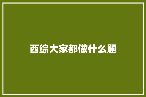 西综大家都做什么题 承诺书