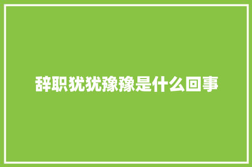辞职犹犹豫豫是什么回事 英文简历
