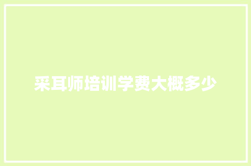 采耳师培训学费大概多少 毕业设计