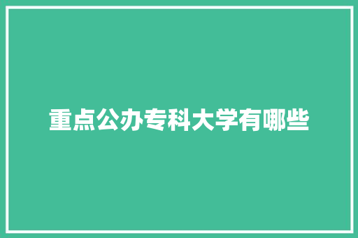 重点公办专科大学有哪些 表扬书