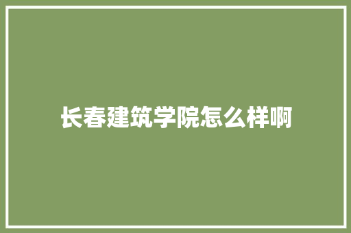 长春建筑学院怎么样啊 简历