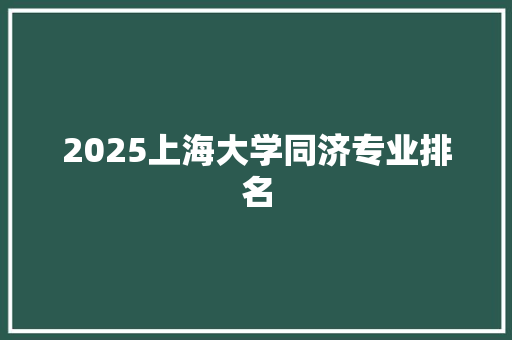 2025上海大学同济专业排名 面试技巧