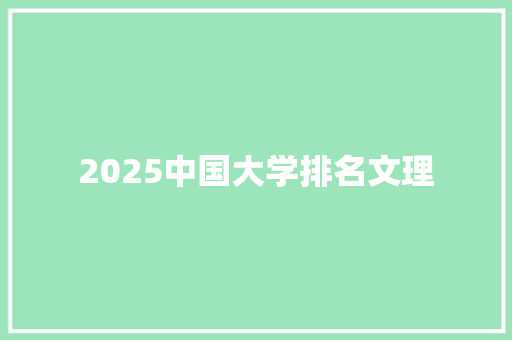 2025中国大学排名文理 计算机论文