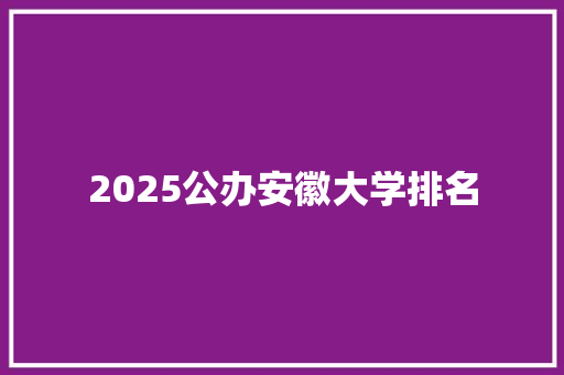 2025公办安徽大学排名 个人简历