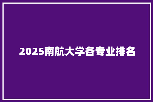 2025南航大学各专业排名 个人写作
