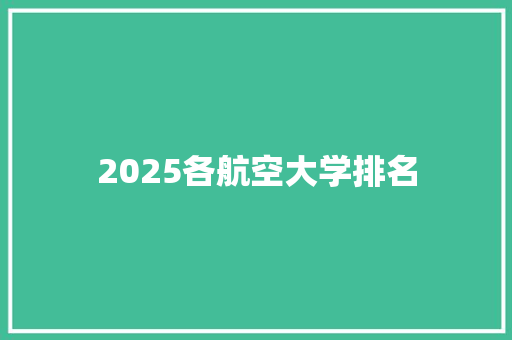 2025各航空大学排名 简历