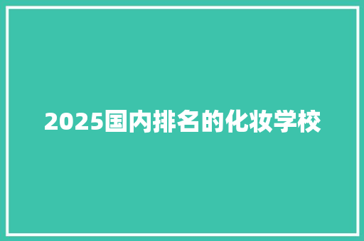 2025国内排名的化妆学校 论文