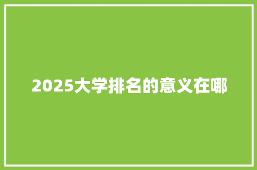 2025大学排名的意义在哪 管理论文