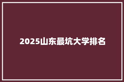 2025山东最坑大学排名 论文