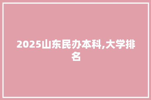 2025山东民办本科,大学排名 简历资料