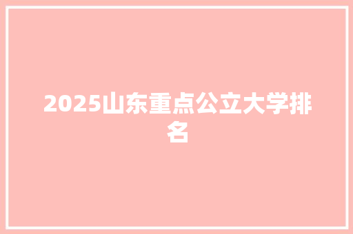 2025山东重点公立大学排名 策划方案