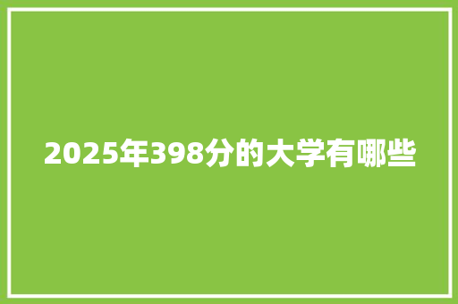2025年398分的大学有哪些 管理论文