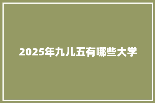 2025年九儿五有哪些大学 社会论文