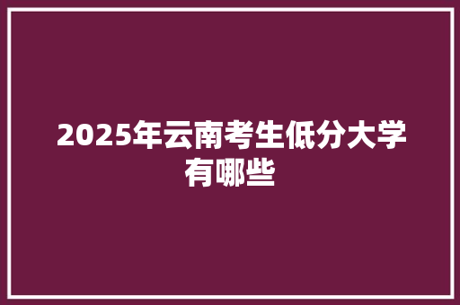 2025年云南考生低分大学有哪些 担保书