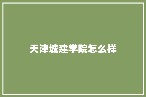 天津城建学院怎么样 个人写作