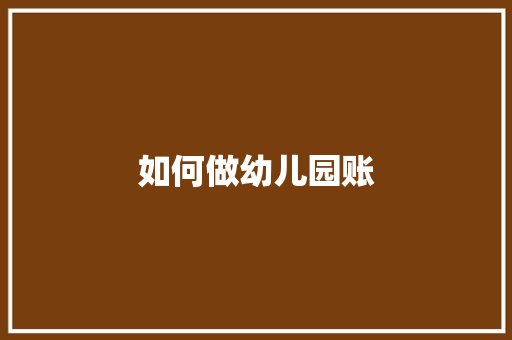 如何做幼儿园账 策划方案