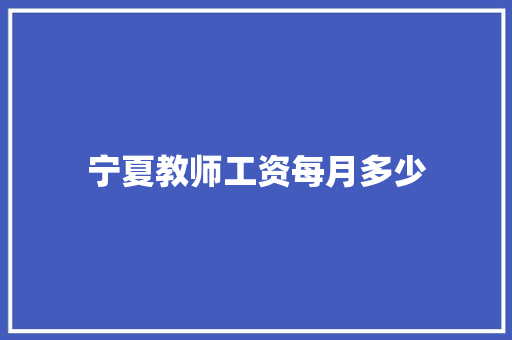 宁夏教师工资每月多少 个人简历