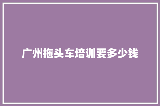 广州拖头车培训要多少钱 条剧书信