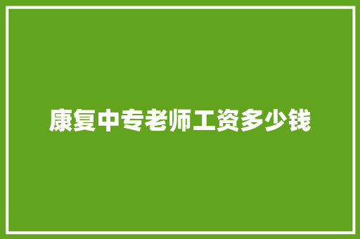 康复中专老师工资多少钱 文秘写作