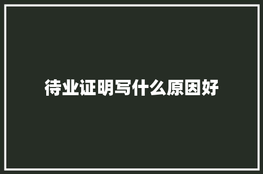 待业证明写什么原因好 管理论文
