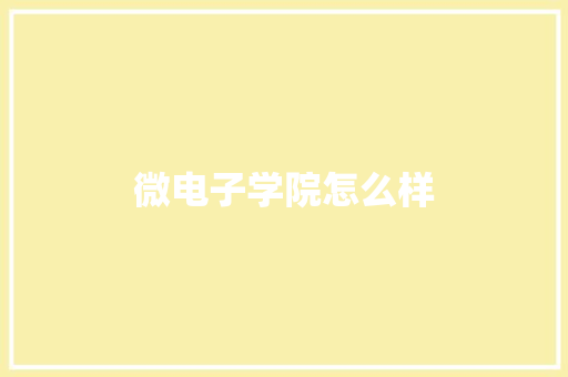 微电子学院怎么样 办公写作