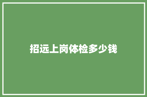 招远上岗体检多少钱 社会论文