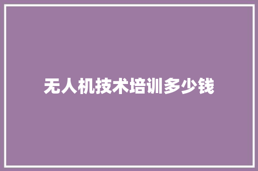 无人机技术培训多少钱 毕业设计