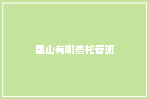 昆山有哪些托管班 管理论文