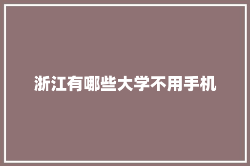 浙江有哪些大学不用手机 承诺书