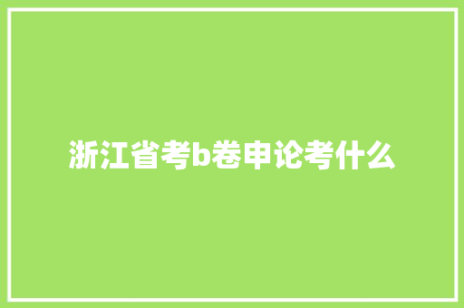 浙江省考b卷申论考什么 个人写作