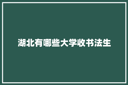 湖北有哪些大学收书法生 个人简历