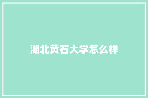 湖北黄石大学怎么样 简历资料