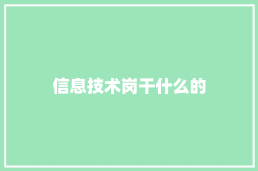 信息技术岗干什么的 面试技巧
