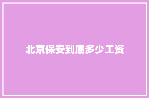 北京保安到底多少工资 个人简历