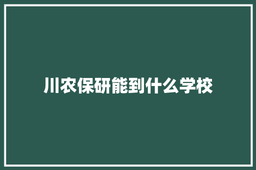 川农保研能到什么学校 面试技巧