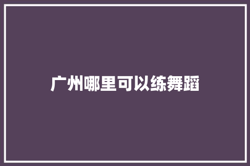 广州哪里可以练舞蹈 社会论文