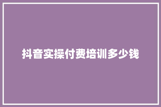 抖音实操付费培训多少钱 简历资料