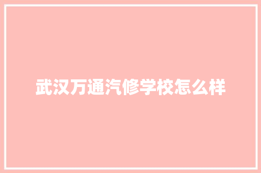 武汉万通汽修学校怎么样 承诺书